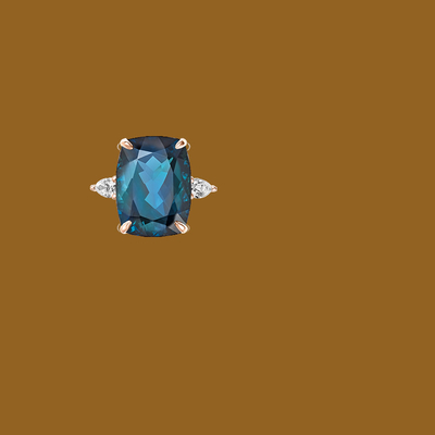 Soiree London Blue Topaz And CZ Cocktail Engagement Ring Jewelry Certificated