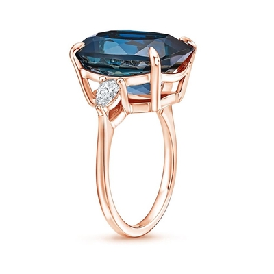 Soiree London Blue Topaz And CZ Cocktail Engagement Ring Jewelry Certificated