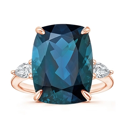 Soiree London Blue Topaz And CZ Cocktail Engagement Ring Jewelry Certificated