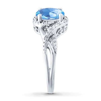 Lab Created Blue Opal Ring White Topaz With 925 Sterling Silver