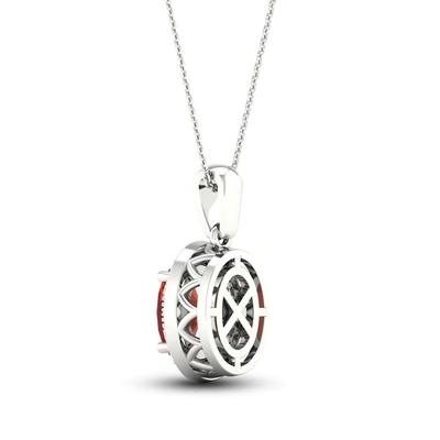 Natural Citrine Lab Created White Sapphire Necklace 10K White Gold 18&quot;