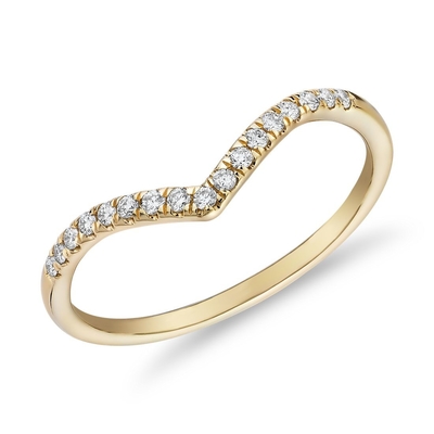 With 9k Yellow Gold Delicate Pavé Split Bar Diamond  Engagement Ring