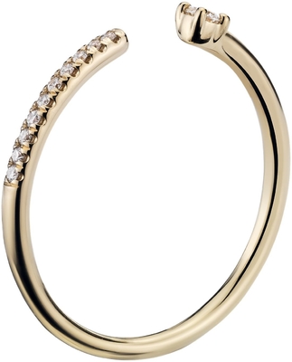 9k Yellow Gold Ultra Mini Diamond Pavé Open Stackable Fashion Ring in 14k Yellow Gold