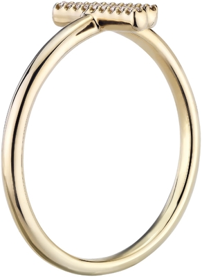 With 9k Yellow Gold Delicate Pavé Split Bar Diamond  Engagement Ring