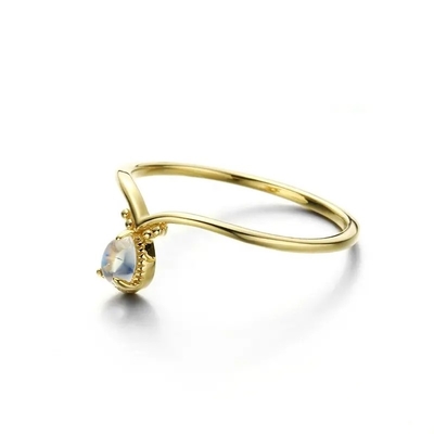 New 1 Gram Gold Ring Designs Solid 9K Yellow Jewelry With Moonstone Available Fast Shipping