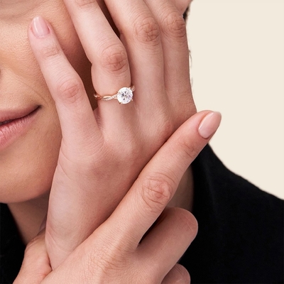 Petite Twisted Vine Diamond Engagement Ring In 9k Yellow Gold