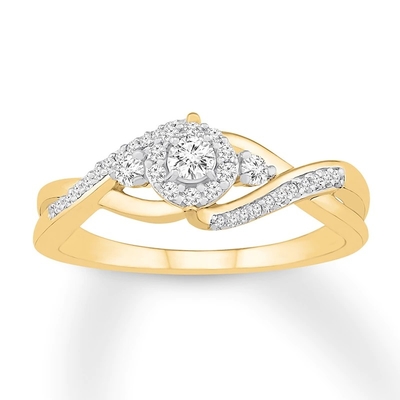 Diamond Ring 1/4 ct tw Round 9K Yellow Gold Wedding Ring