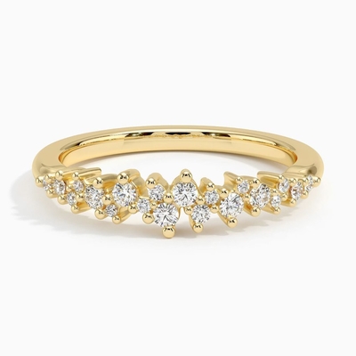 Sparkling Round And Marquise Sleek Chevron Shaped Ring With 9K Gold