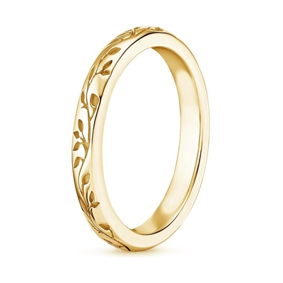 Leaves And Vines Engraved Across The Entirety Of Nature Inspired Ring With 9K Gold