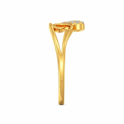Joyalukkas 9K Yellow Gold Ring , Girls Heart Diamond Engagement Ring