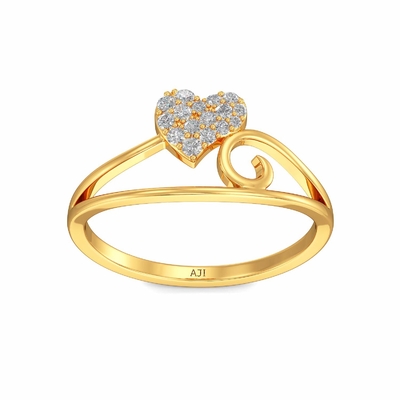 Joyalukkas 9K Yellow Gold Ring , Girls Heart Diamond Engagement Ring