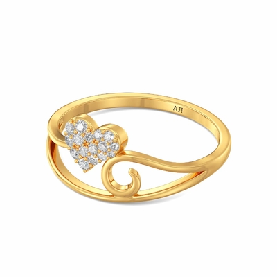 Joyalukkas 9K Yellow Gold Ring , Girls Heart Diamond Engagement Ring