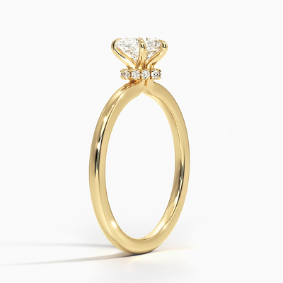 Secret Halo Diamond Elegant Engagement Ring Features Hidden Halo