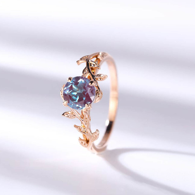 14K White Gold Jewelry Ring Set Tear Drop Alexandrite Wedding Band Rings