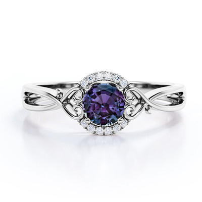 S925 Sterling Silver White CZ Ring Alexandrite Gemstone Jewellery Engagement Women Jewelry