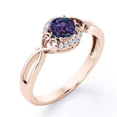 S925 Sterling Silver White CZ Ring Alexandrite Gemstone Jewellery Engagement Women Jewelry