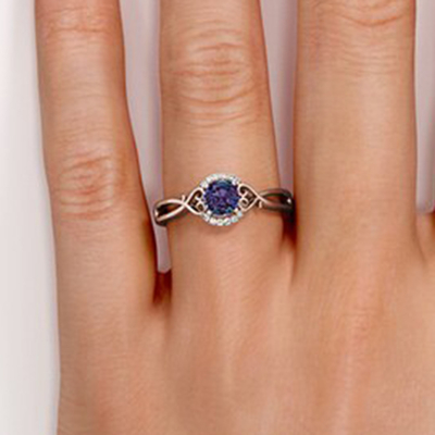 S925 Sterling Silver White CZ Ring Alexandrite Gemstone Jewellery Engagement Women Jewelry
