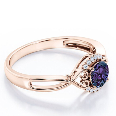 S925 Sterling Silver White CZ Ring Alexandrite Gemstone Jewellery Engagement Women Jewelry