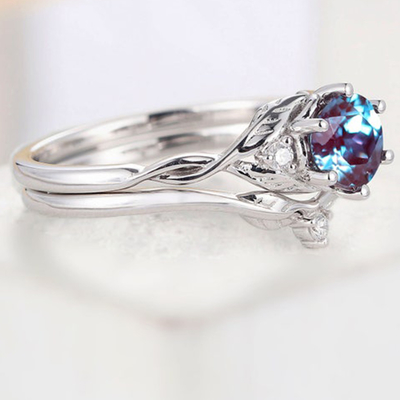 Classic Jewelry 925 Sterling Silver Gold Plated Ring Alexandrite Fine Jewelry Wholesale Girl Jewelry Set
