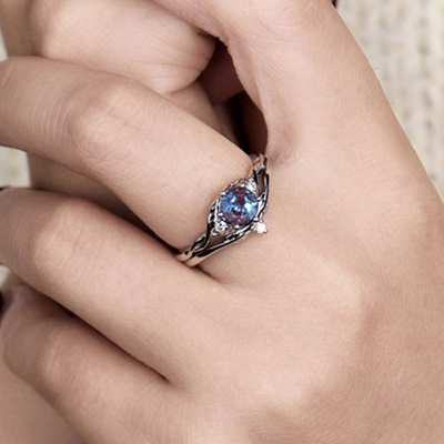 Classic Jewelry 925 Sterling Silver Gold Plated Ring Alexandrite Fine Jewelry Wholesale Girl Jewelry Set