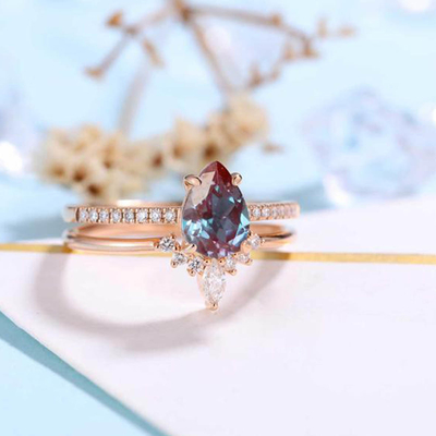 925 Sterling Silver Cubic Zircon Jewelry Halo CZ Ring Alexandrite New Style