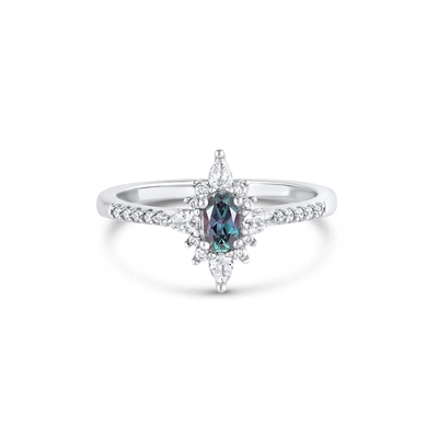 Alexandrite Ring Sterling Silver Ring Natural Alexandrite Engagement Rose Gold Promise June Birthstone Gemstone Jewelry