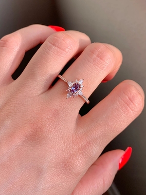 Alexandrite Ring Sterling Silver Ring Natural Alexandrite Engagement Rose Gold Promise June Birthstone Gemstone Jewelry