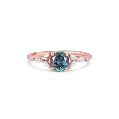 Sterling Silver Vintage Alexandrite Ring Rose Gold Filled Rings For Women Gemstone Statement Minimalist Ring Jewelry