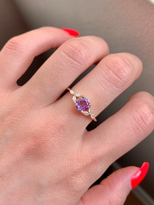 Sterling Silver Vintage Alexandrite Ring Rose Gold Filled Rings For Women Gemstone Statement Minimalist Ring Jewelry
