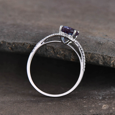Wholesale 925 Sterling Silver Alexandrite Jewelry CZ Round Alexandrite Engagement Ring