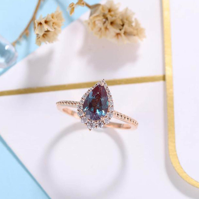 New Style 925 Sterling Silver Cubic Zircon CZ Jewelry Halo CZ Ring Alexandrite Rings