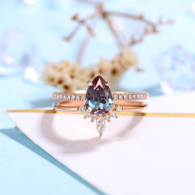 925 Sterling Silver Cubic Zircon Jewelry Halo CZ Ring Alexandrite New Style