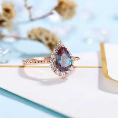 New Style 925 Sterling Silver Cubic Zircon CZ Jewelry Halo CZ Ring Alexandrite Rings