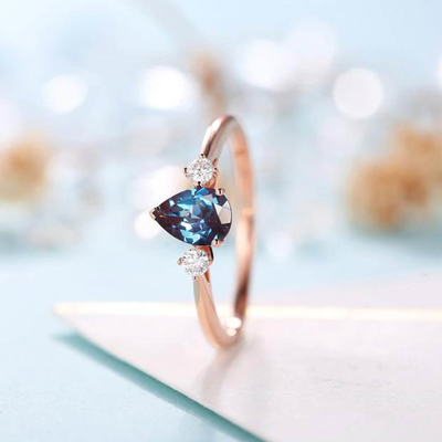 Wholesale 925 Sterling Silver Jewelry Synthetic Alexandrite Engagement Ring Lab Created Alexandrite Ring Set
