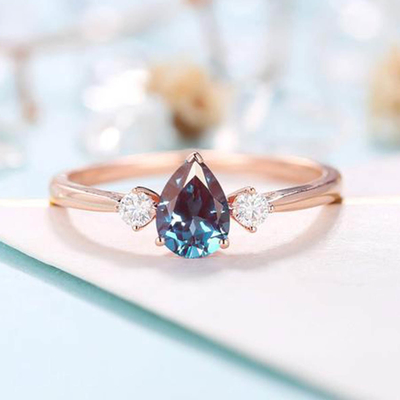 925 Sterling Silver CZ Dainty Delicate Jewelry Oval Alexandrite Cluster Rings