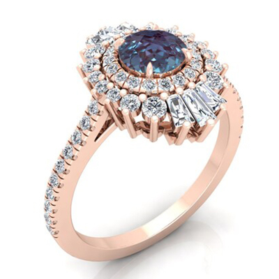 Fashion Vintage 925 Sterling Silver Round Shape June Birthstone Color Alexandrite Ring Hot Selling Jewelry