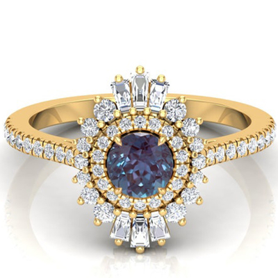 Fashion Vintage 925 Sterling Silver Round Shape June Birthstone Color Alexandrite Ring Hot Selling Jewelry