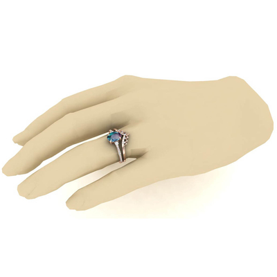 925 Sterling Silver CZ Dainty Jewelry Alexandrite Ring Set Alexandrite Wedding Rings