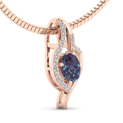925 Sterling Silver Color Changing Alexandrite Pendant Unique Alexandrite Necklace For Women