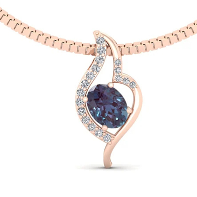 925 Sterling Silver Color Changing Alexandrite Pendant Unique Alexandrite Necklace For Women
