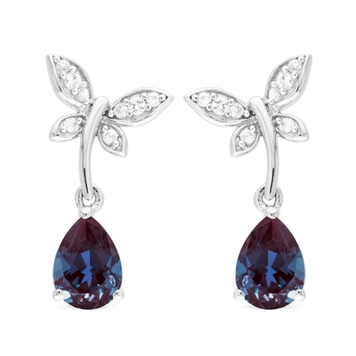 HIgh Quality Lab Created Alexandrite Stone Stud Earrings Simulated Alexandrite Sterling Silver Stud Earrings