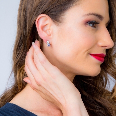 HIgh Quality Lab Created Alexandrite Stone Stud Earrings Simulated Alexandrite Sterling Silver Stud Earrings