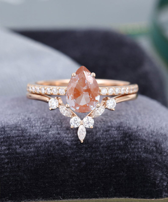 Hot Selling 925 Sterling Silver CZ Jewelry Dainty Alexandrite Ring Set For Women