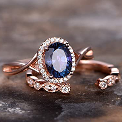 Gold Plated Wholesale 925 Sterling Silver Jewelry Women Wedding Ring Oval Shape Lab Created Alexandrite Stone Ring