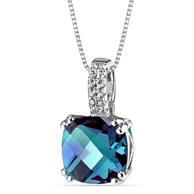 Wholesale 925 Sterling Silver Jewelry Teardrop Women Necklace Lab Created Alexandrite Stone Pendant