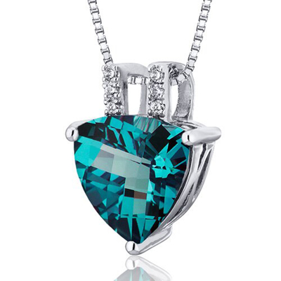 Wholesale 925 Sterling Silver Jewelry Gold Plated Women Necklace Round Shape Lab Created Alexandrite Stone Pendant