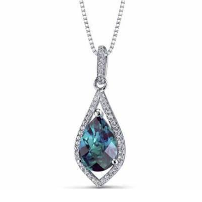 Wholesale 925 Sterling Silver Jewelry Gold Plated Women Necklace Round Shape Lab Created Alexandrite Stone Pendant