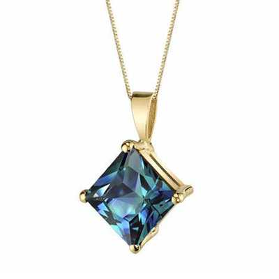 Wholesale 925 Sterling Silver Jewelry Teardrop Women Necklace Lab Created Alexandrite Stone Pendant