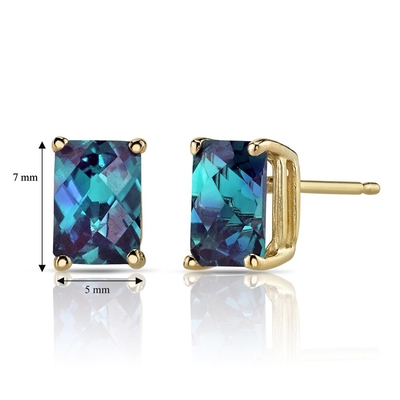 Created Alexandrite Stone Stud Earrings Simulated Sterling Silver Oval Cut