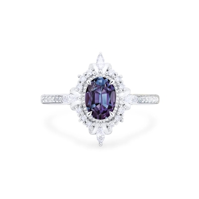 925 Sterling Silver Jewelry Synthetic Alexandrite Engagement Ring Lab Created